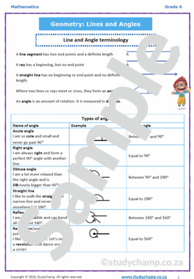 Grade 6 Maths Workbook: Geometry - Lines and Angles