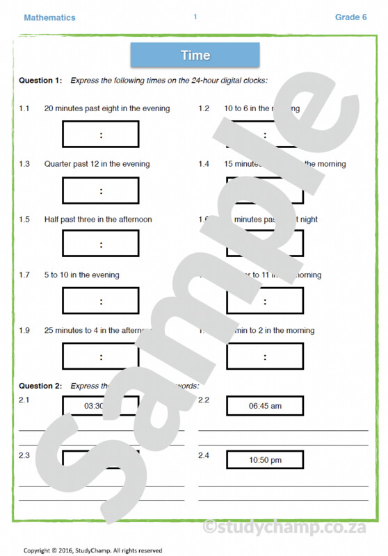 Grade 6 Maths Workbook: Measurement - Time