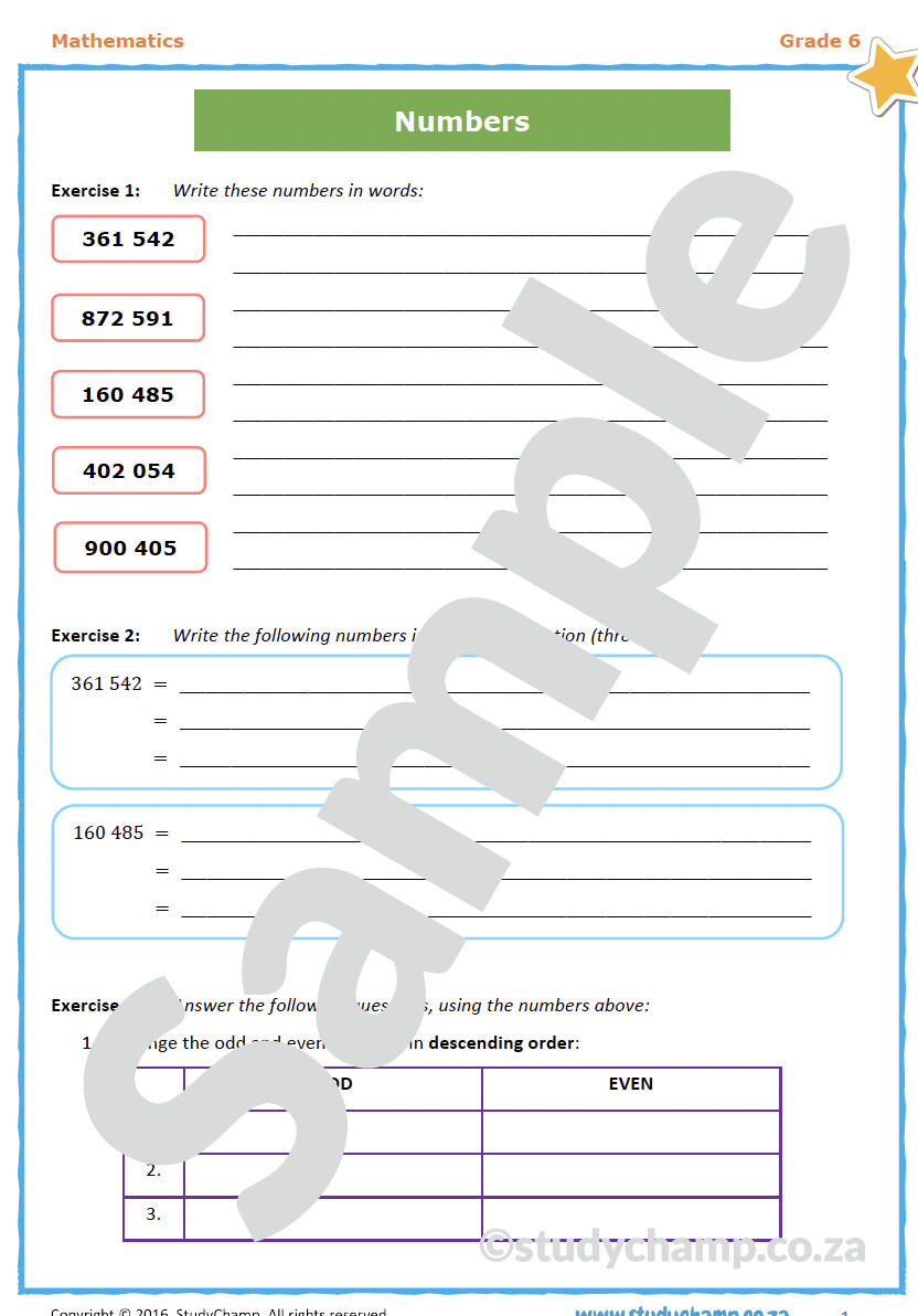 Grade 6 Maths Workbook: Easter holiday Revision