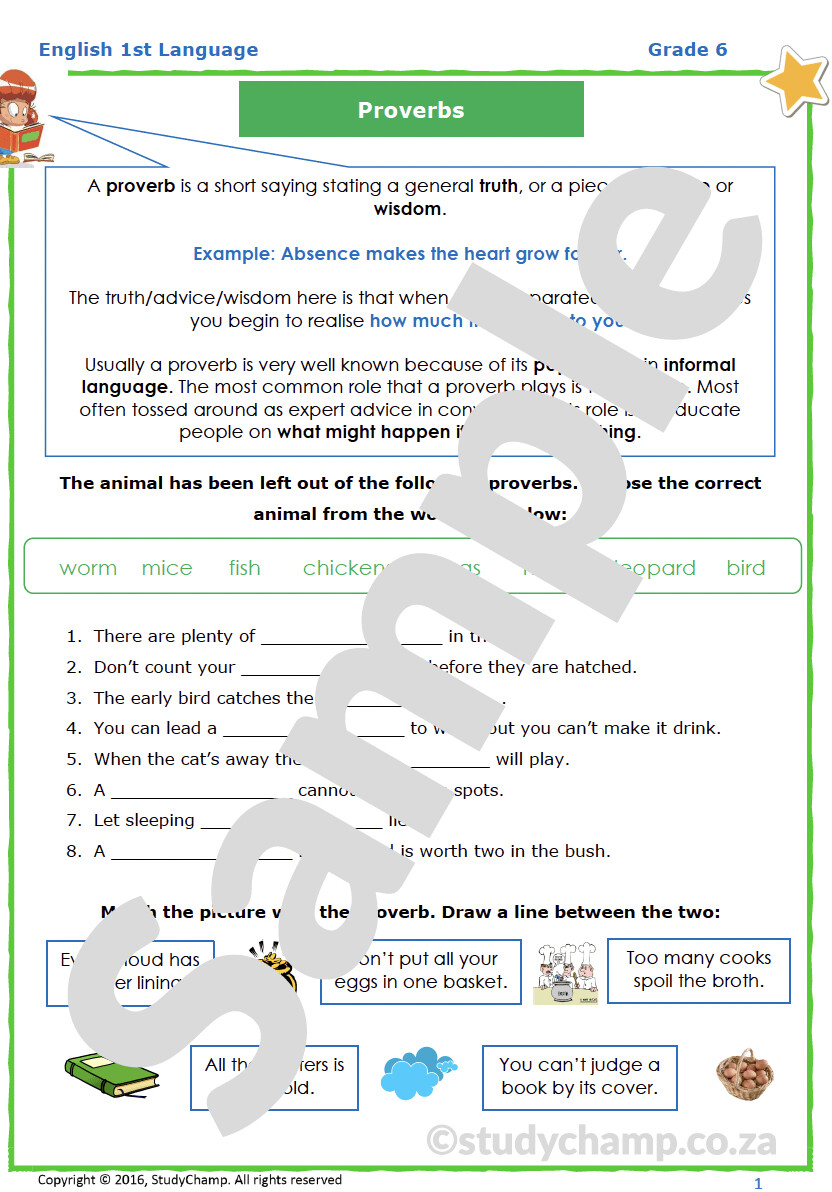 Proverbs Worksheet 4th Grade