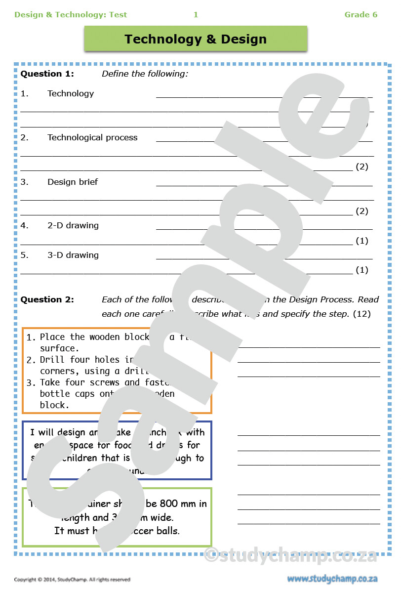 Grade 6 Technology Test: Design Process and Technology