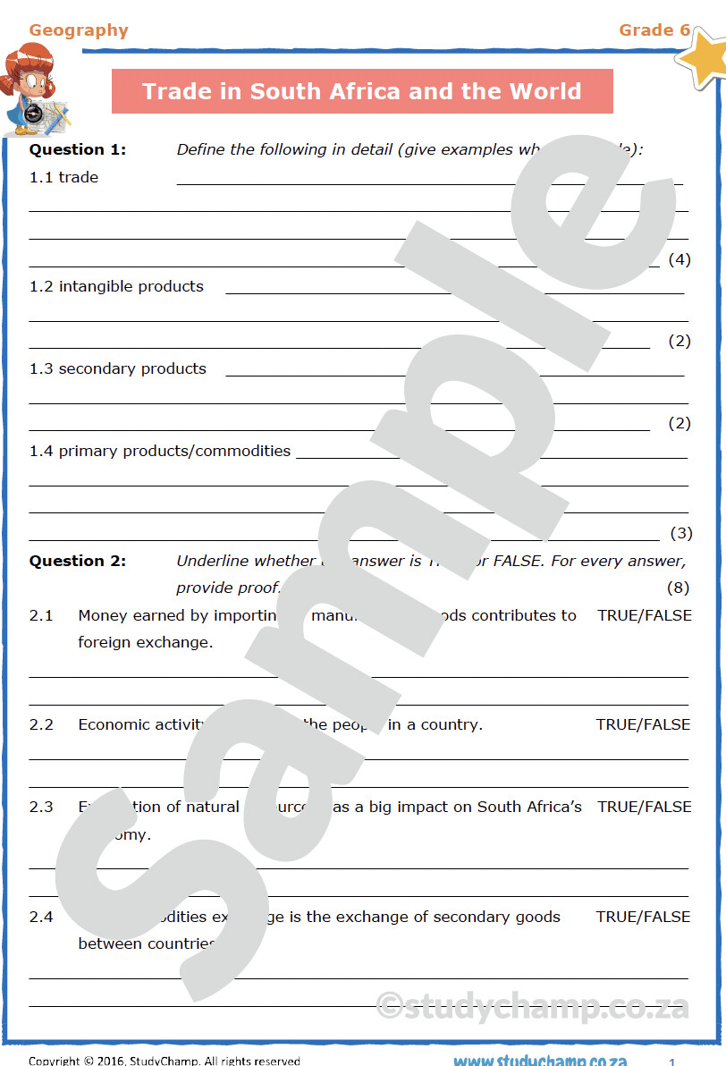 Grade 6 Geography Test Trade In South Africa And The World 2023-memo-final-paper-p-2-grade-12-geography-p-2-map-work-economic