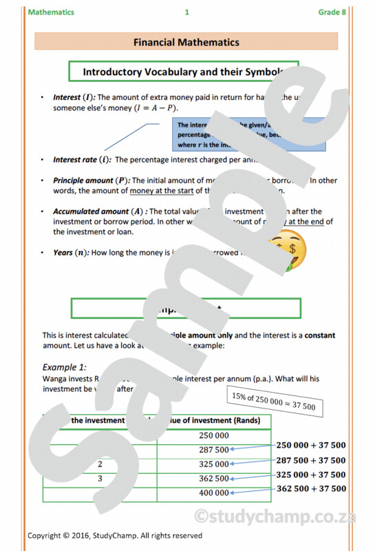 Grade 8 Mathematics Workbook: Finance