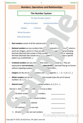 Grade 8 Mathematics Workbook: Numbers, Multiples and Factors