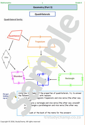 Grade 8 Mathematics Workbook: Geometry - Quadrilaterals