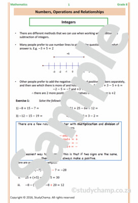 Grade 8 Mathematics Workbook: Integers, Rate and Ratio