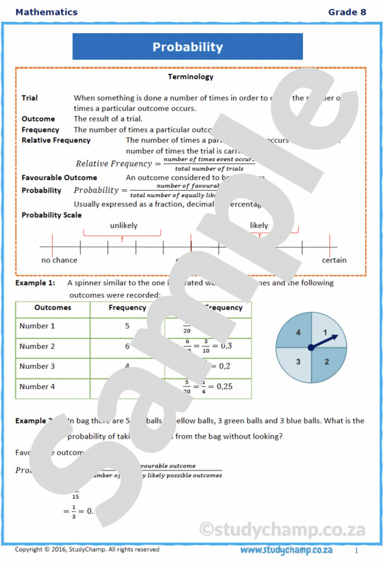 Grade 8 Mathematics Workbook: Probability