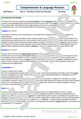 Grade 8 English Workbook: Comprehension and Language 2