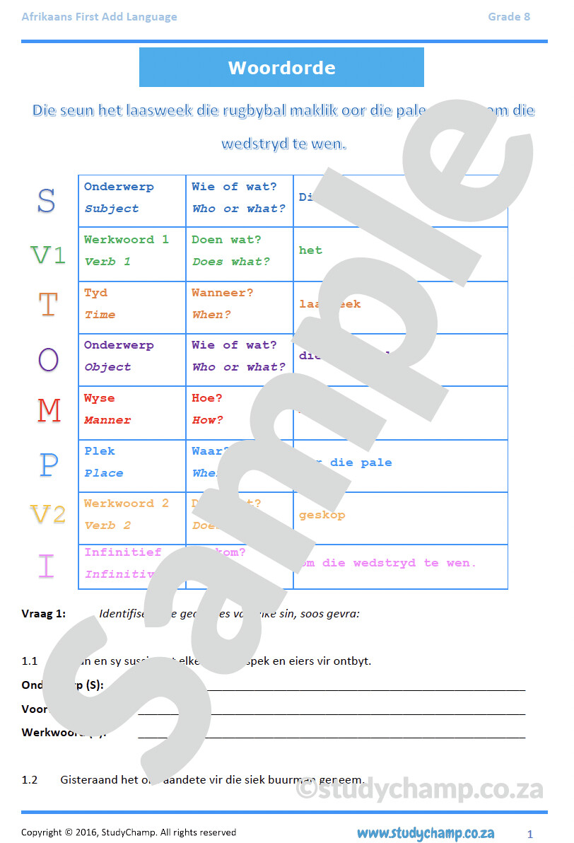 Grade 8 Afrikaans Woordorde grade-8-afrikaans-woordorde
