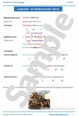 Grade 8 Afrikaans: Lydende en Bedrywende vorm