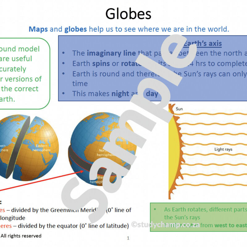 Grade 8 Geography Summary: Globes