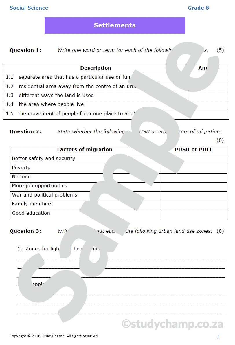 grade 8 geography assignment term 3