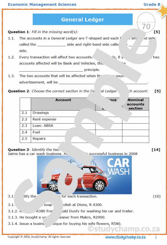 Grade 8 EMS Test: General Ledger