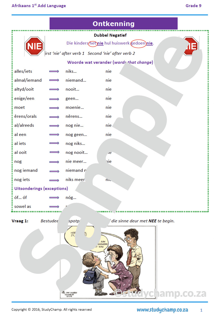 Grade 9 Afrikaans Ontkenning grade-9-afrikaans-ontkenning
