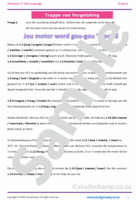 Grade 9 Afrikaans: Trappe van Vergelyking
