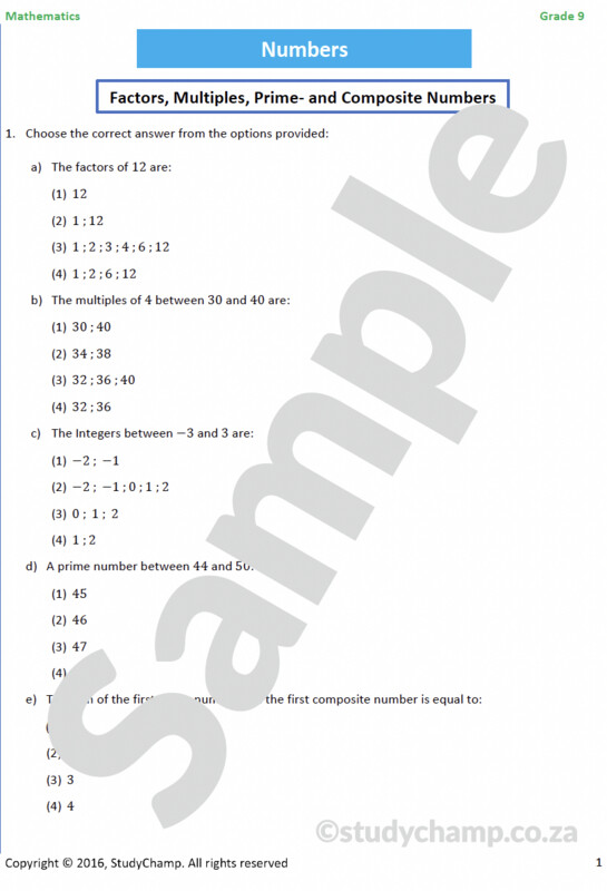 Grade 9 Mathematics Workbook: Numbers