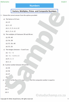 Grade 9 Mathematics Workbook: Numbers