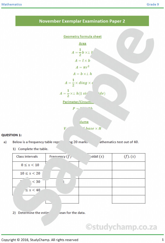 Grade 9 Mathematics Year-end Exam Revision: Workbook 2