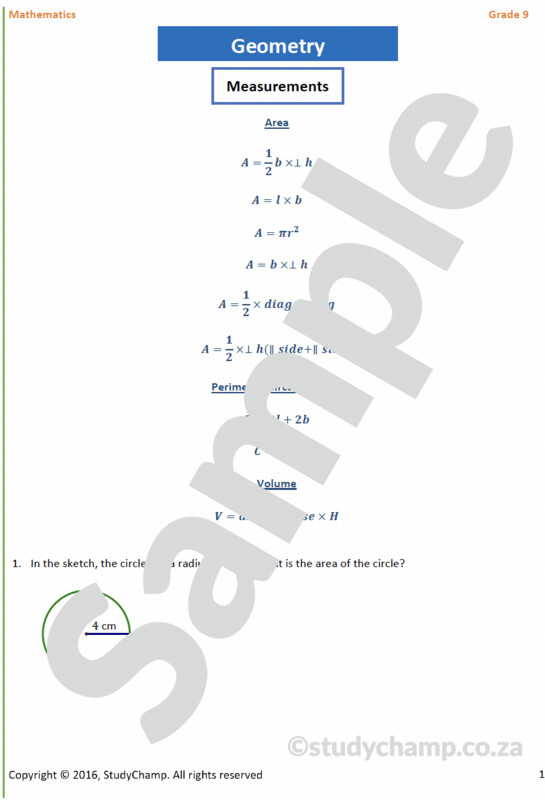 Grade 9 Mathematics Workbook: Measurement