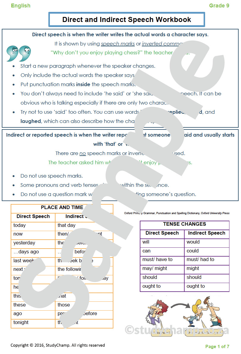 Grade 9 English: Direct and Indirect Speech