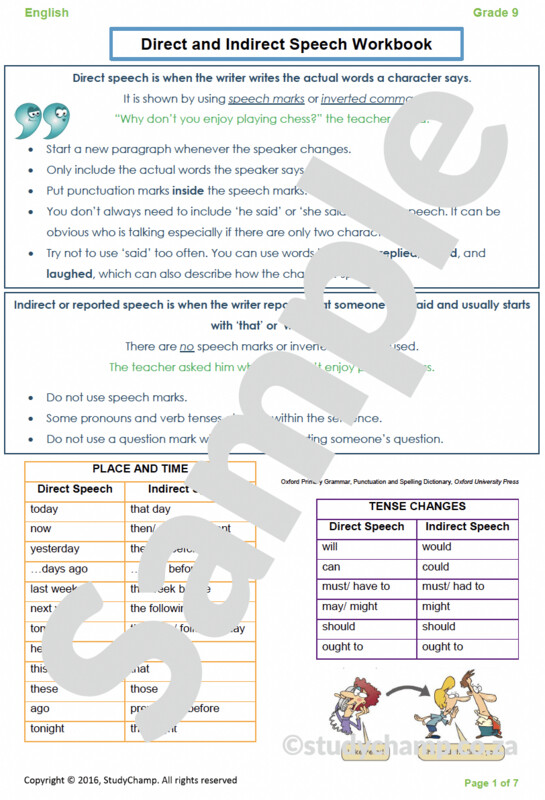 Grade 9 English: Direct and Indirect Speech