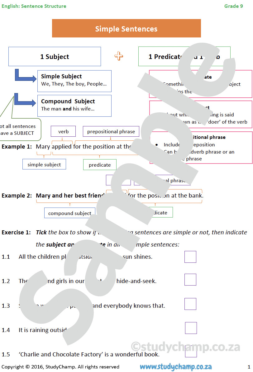 Grade 9 English: Sentence Structure