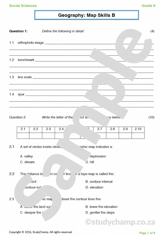 Grade 9 Geography Test: Map Skills 2