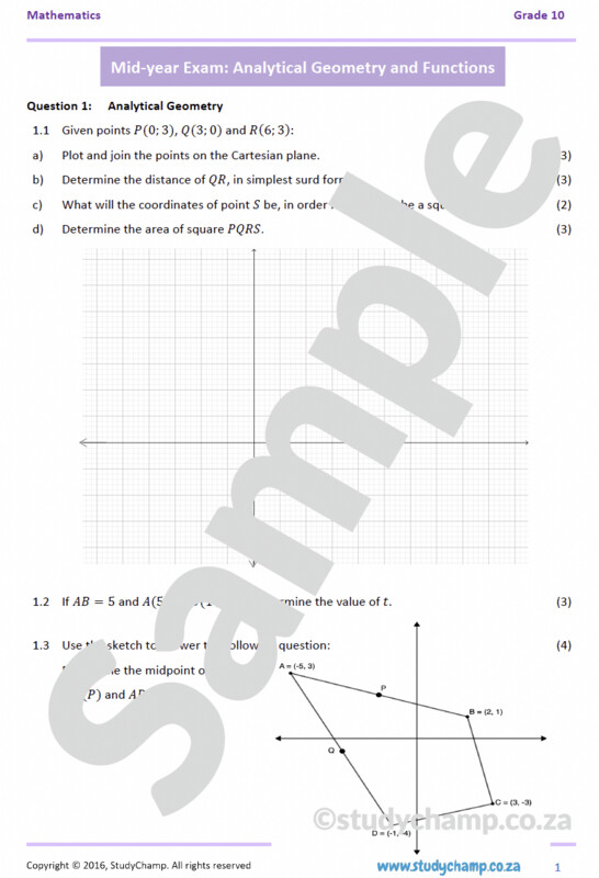 Grade 10 Mathematics Mid-year Exam Revision: Workbook 2