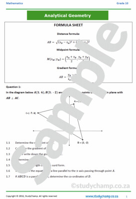 Grade 10 Mathematics Workbook: Analytical Geometry