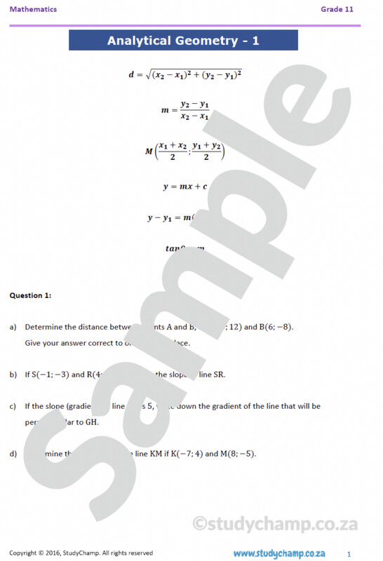 Grade 11 Mathematics Workbook: Analytical Geometry 1