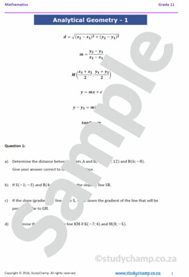 Grade 11 Mathematics Workbook: Analytical Geometry 1