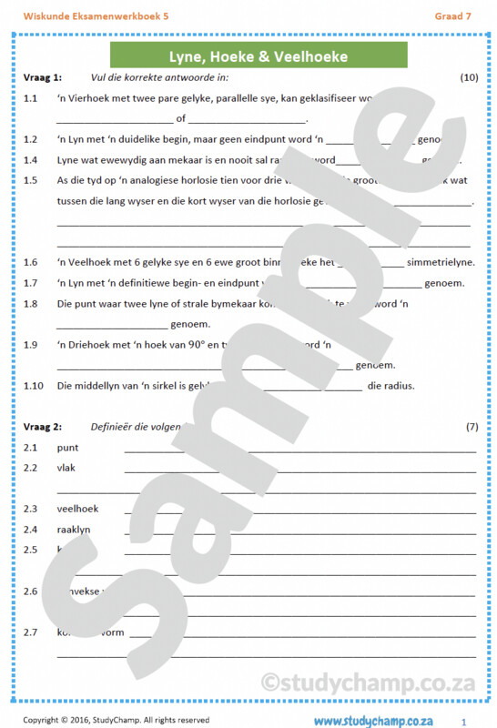 Graad 7 Wiskunde Jaareind Hersiening: Werkboek 5