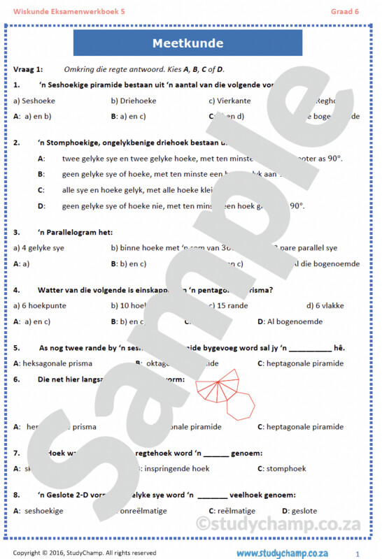 Graad 6 Wiskunde Jaareind Hersiening: Werkboeke 1 tot 6