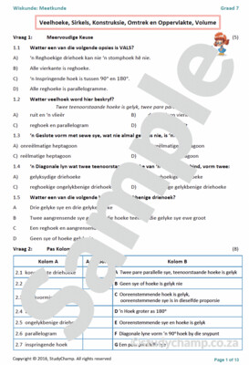 Graad 6 Wiskunde Halfjaar Hersiening: Werkboek 1