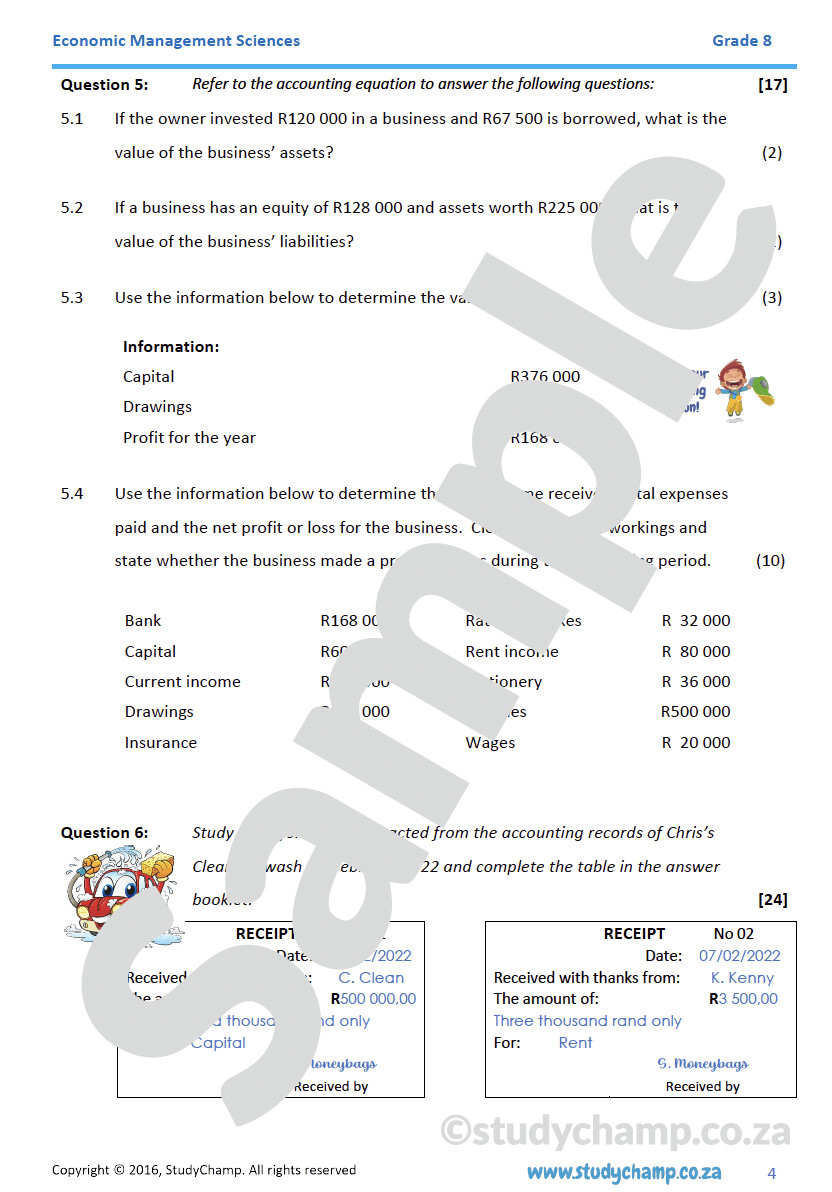 Grade 8 EMS Mid-year Exam Revision: Accounting Concepts