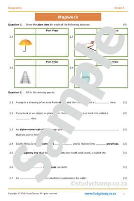 Grade 4 Geography Test: Mapwork, compass and South Africa