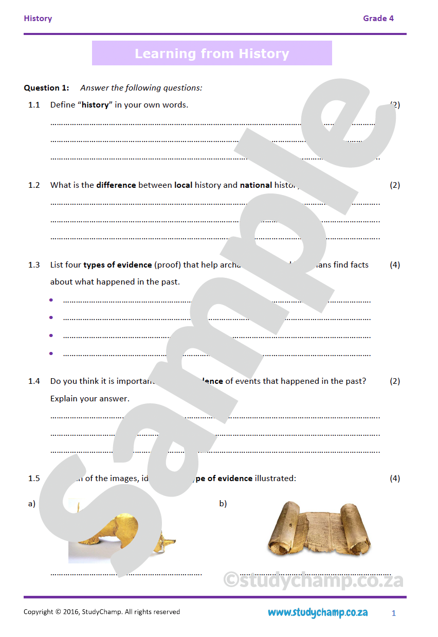 Grade 4 History Test: History and Evidence