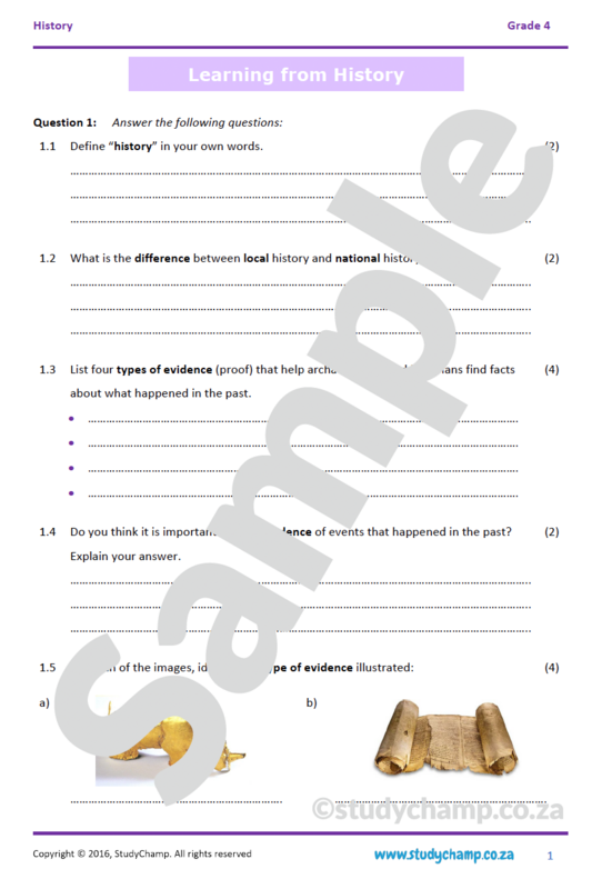Grade 4 History Test: History and Evidence