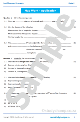 Grade 6 Geography Test:  Map Skills - Application