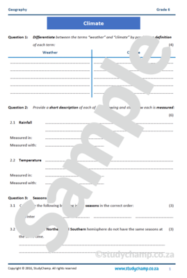 Grade 6 Geography Test: Climate around the World