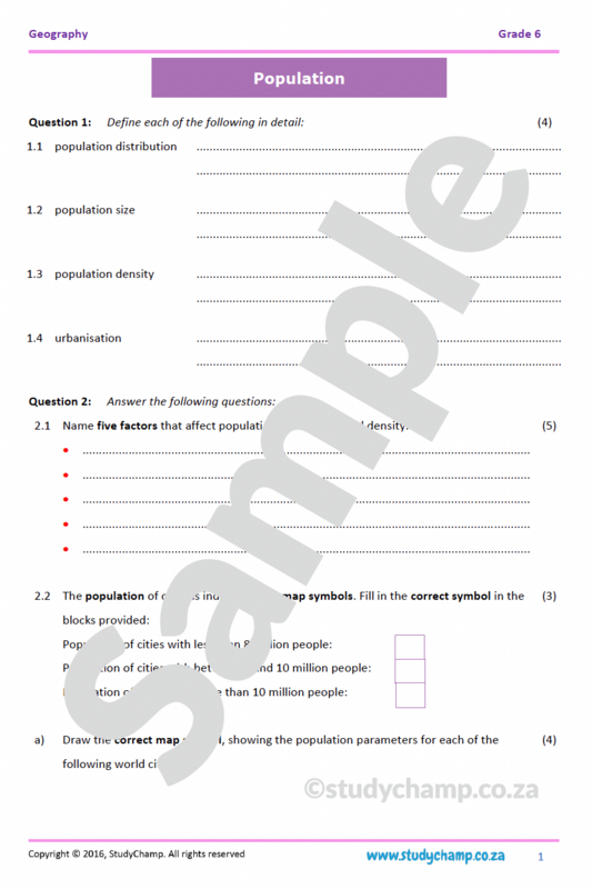 Grade 6 Geography Test: Population