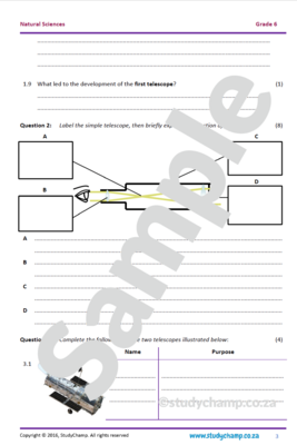 Grade 6 Natural Sciences Test: Telescopes and Exploring Space
