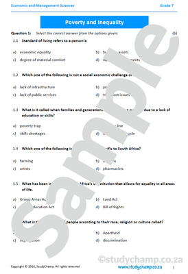 Grade 7 EMS Test: Poverty and Inequality