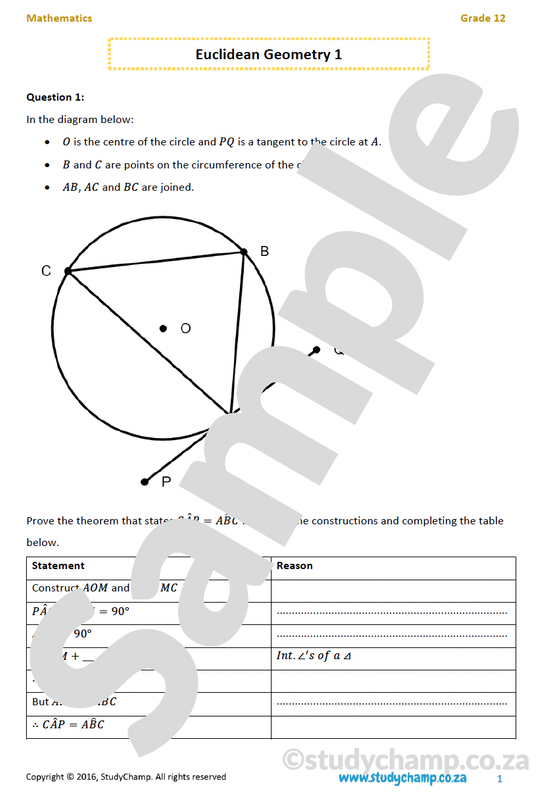 Grade 12 Mathematics worksheet: Euclidean Geometry 1