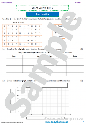 Grade 4 Maths Year-end Exam workbook 5: Data Handling and Probability