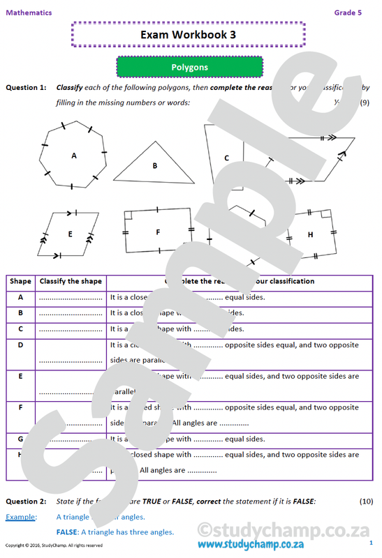 Grade 5 Mathematics Year-End Exam Workbook 3: Space and Shape