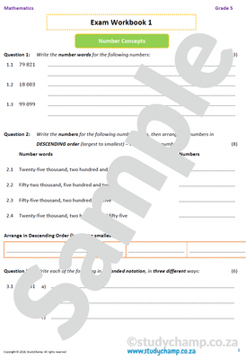 Grade 5 Mathematics Year-End Exam Workbook 1: Numbers and Operations