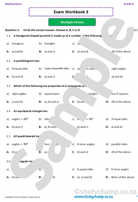 Grade 6 Maths Year-end Exam Revision: Workbook 3