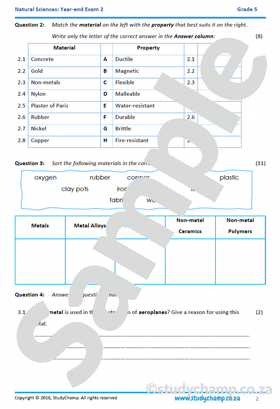 Grade 5 Natural Sciences: Year-end Exam Workbook 2