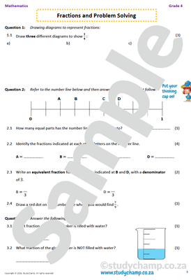 Grade 4 Mathematics worksheet: Fractions B